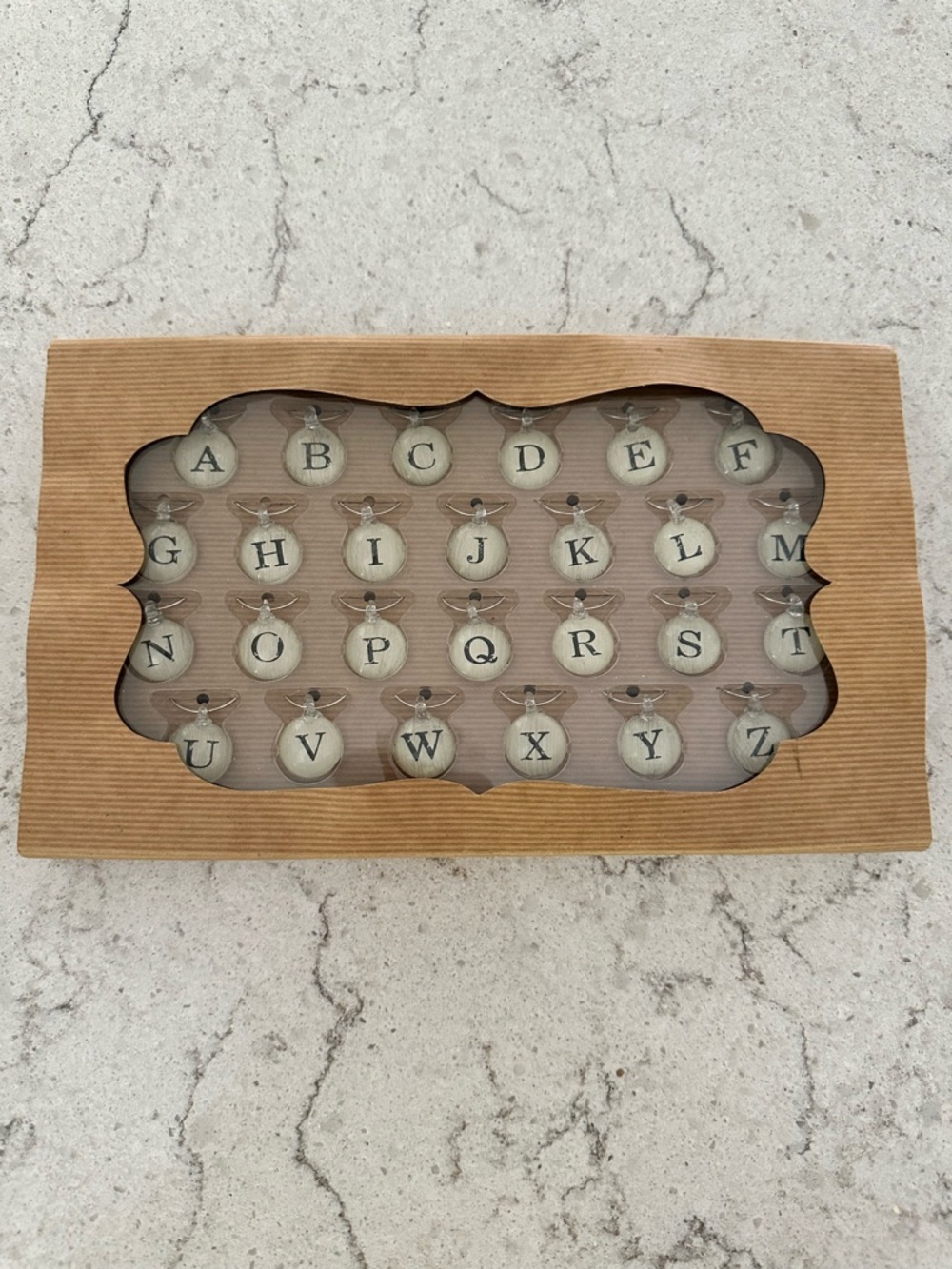 Wine Charms Alphabet Initial Pendant Set - Neutral Beige Letters